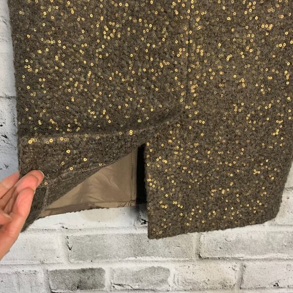 Anthropologie Pink Martini Sparkly Champagne Wool Blend Pencil Skirt - Picture 7 of 13